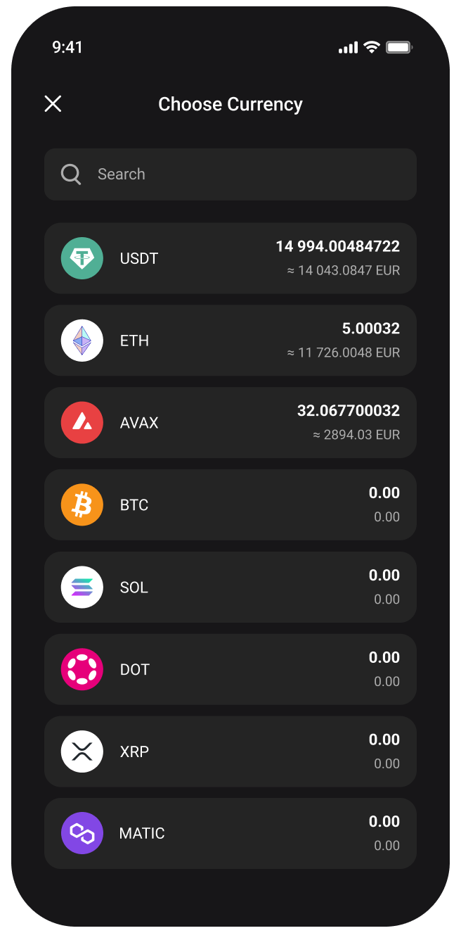 Virtual crypto debit card